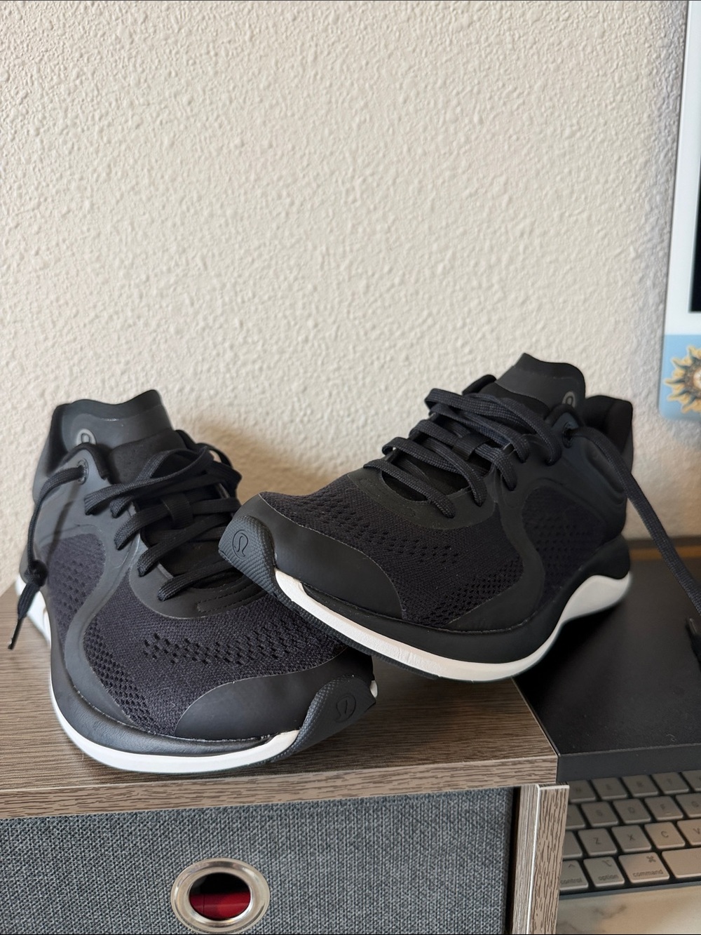 lululemon athletica Men's Black and White Knit Sneakers